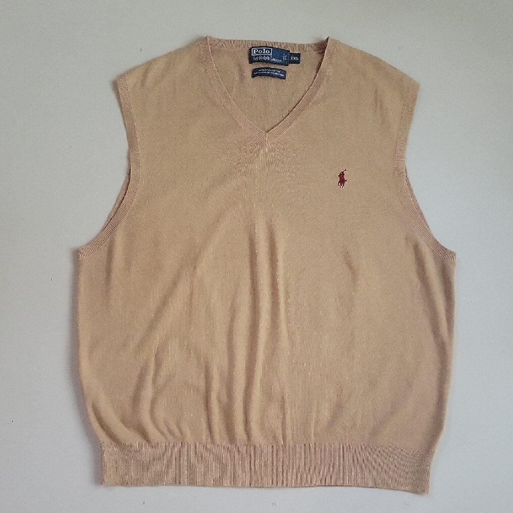 Ralph Lauren Men's Beige V-Neck Sweater Vest